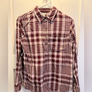 LLBean cotton double cloth plaid shirt